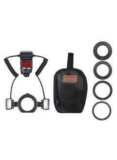 Buy E-TTL Macro Flash Speedlite 5600K with 2pcs Flash Heads and 4pcs Adapter Rings for Canon EOS 1Dx 5D3 6D 7D 70D 80D Cameras in UAE