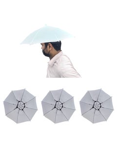 Buy Set of 3 of Foldable Head Umbrella Hat for Outdoor Activities And Sunlight UV Protection in Saudi Arabia