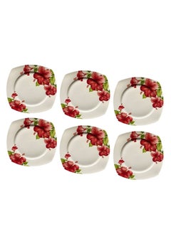 Buy A set of 6-piece porcelain plates with 3D engravings, size 27 cm in Saudi Arabia