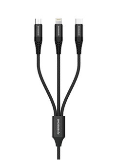 اشتري RIVERSONG Type-A To 3In1 (Lightning, Type-C & Micro Usb) Nylon Braided Fast Charging Cable, C58, 1.2M, Black في الامارات