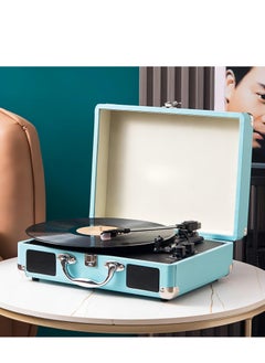 Buy Record Player Vintage 3-Speed Bluetooth Vinyl Turntable with Stereo Speaker, Belt Driven Suitcase Vinyl Record Player in UAE