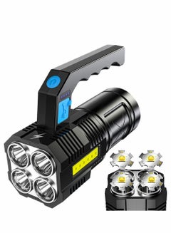 Buy LED Flashlight Rechargeable, Handheld Torch Light for Outdoor Camping Emergency, 4 LED Zoomable Waterproof Ultra Bright USB Searchlight with COB Work Light in Saudi Arabia