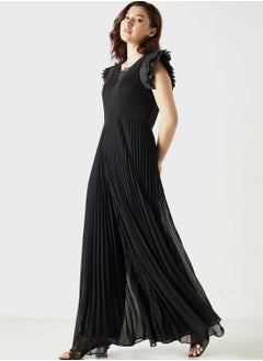 Buy Plisse Ruffle Sleeve Dress in UAE