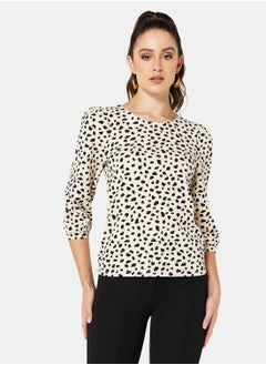 Buy Spot Print Puff Sleeve Top in UAE