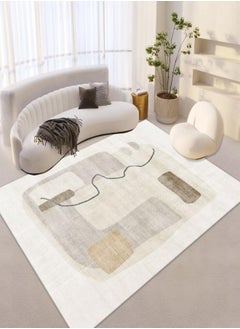 Buy Modern Area Rugs Simple Short Pile Carpet Living Room Bedroom Rug Anti Slip Floor Carpet Home Decor Rectangle Polyester Beige 200*300CM in Saudi Arabia