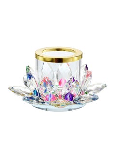 Buy Colorful Crystal Lotus Tealight Candle Holder Votive Candle Stand with Glass Cover, Glass Lotus Petal Tea Light Holder Lotus Flower Pillar Candle Lamp Candle Centerpiece for Dining Table Altar in Saudi Arabia