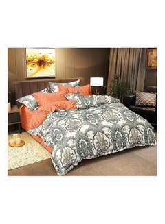 Buy King Size Fitted Bed Sheet 6 Piece Set of 1 Fitted Bed Sheet, 1 Duvet Bed Cover, 2 Cushion Cover and 2 Pillowcase in UAE