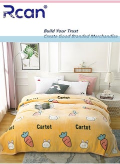 Buy Bedding Soft Cartoon Print Plush Blanket Double Layer Thick Warm Wool Reversible Throw Air Conditioned Rooms Sofa Blanket Multifunctional Suitable for Bed Sofa Office and Travel All Seasons 59*78.7 In in Saudi Arabia