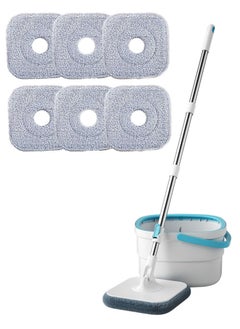 اشتري 360° Spinning Flat Mop and Bucket Set with Self-Separating Dirty and Clean Water System - Includes Washable Microfiber Replacement Pad, Extended Handle في الامارات