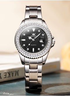 اشتري OLEVS Diamond Watches for Women with Date Fashion Silver Elegant Dress Analog Quartz Stainless Steel Ladies Wrist Watches Gift Waterproof Luminous في السعودية