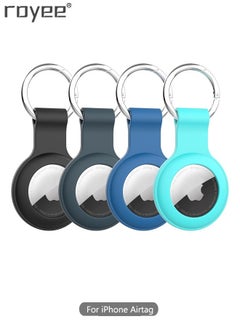 Buy Compatible with AirTag Case Holder Silicone Key Ring/Chain Compatible with Apple AirTag GPS Item Finders Accessories 4 Pack in UAE