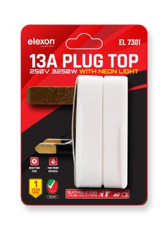 Buy Elexon EL 7301 Plug Top - Fitted 13 A Fuse, Power Indicator, Resetting Fuse, Fireproof Materials - Ideal for Domestic and Commercial Use in UAE