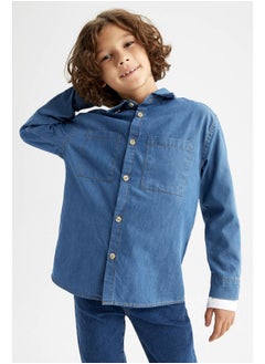 اشتري Boy Regular Fit Polo Neck Denim Long Sleeve Shirt في مصر