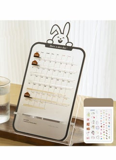 Buy 2023 Desktop Calendar Transparent Cute Rabbit Mini Small Ornaments Schedule Manual Perpetual Calendar Creative Desktop Office Mobile Phone Holder in UAE