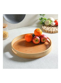 اشتري Loretta Bamboo Round Serving Tray Bamboo Modern Houseware Serving Tray L 38x38 X H 5cm Beige في الامارات