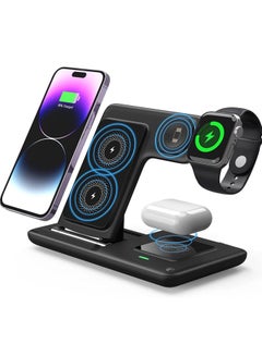 Buy Wireless Charger,3 in 1 Wireless Charging Station, Wireless Charger for iPhone 13 12 11 Pro Max XR XS 8 Plus, for Apple Watch 7 6 5 4 3 2 SE,for Air Pods Pro 3 2,Black in Saudi Arabia