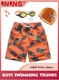 اشتري Boys Swim Trunks,Swimming Drawstring Shorts For Kids Boys,Quick Dry Beach Swim Trunks With Anti-Fog Goggles,PU Swimming Cap,Silicone Earplugs And Nose Clip,Convenient Swim Sets,Orange في السعودية