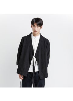 Buy Mens Loose Hanfu Set Retro Tang Jacket Black one-piece top in Saudi Arabia