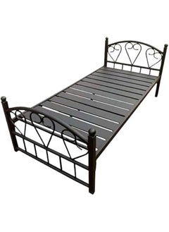 Buy Full Heavy Duty Single Steel Bed Black 90x190Cm in UAE