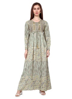 Buy LONG VISCOSE EMBROIDERED PRINTED SIMPLE ELEGANT ARABIC KAFTAN JALABIYA DRESS in Saudi Arabia