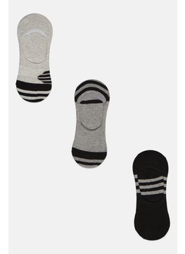 اشتري Men 3 Pairs Textured Invisible Socks, Black/Grey في الامارات