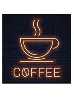 اشتري Coffee By Neon Themed Wall Art Black/Yellow 30x30cm في الامارات