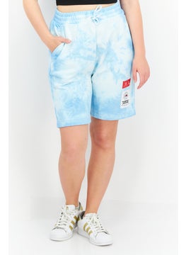 اشتري Women Drawstring Tie Dye Shorts, Blue/White في الامارات