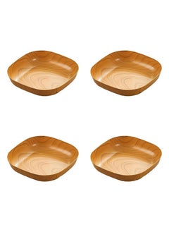 Buy 4 PCS Wood Grain Fruit Tray, Sauce Dish, Dinner Accessory, Delicate Dipping Bowls, Sauce Accessory, Convenient Food Dish, Convenient Serving Plate, Food Plate for Dining, Snack, Nuts, 15x15 cm in Saudi Arabia