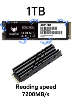 اشتري 1TB 7200MB/s SSD PCIe NVMe Gen4 M.2 2280, built-in solid state drive, compatible with PS5, desktop, laptop في السعودية