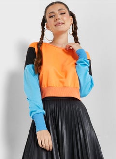 Buy Colorblock Cropped Sweatshirt in Saudi Arabia