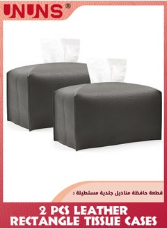 Buy Tissue Box Cover,2 Pack Modern PU Leather Square Tissue Box Holder,Decorative Holder/Organizer For Bathroom Vanity Countertop,Night Stands,Office Desk,Car-Black Rectangular Tissue Holders in Saudi Arabia