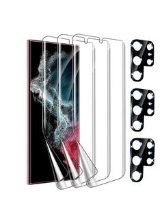 Buy for Samsung Galaxy S22 Ultra 5G Screen Protector [Not Glass], 3Pcs Flexible TPU Film with 3PcsTempered Glass Camera Lens Protector, Fingerprint Compatible, Galaxy S22 Ultra Protector in UAE