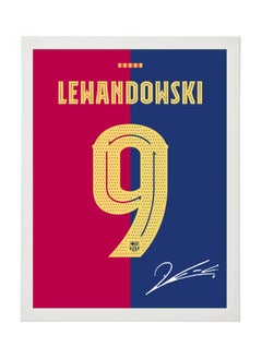 اشتري Robert Lewandowski Barcelona Autographed Jersey - Framed Poster 30x40cm - Football Memorabilia, Soccer Collectible, Gift for Fans في الامارات