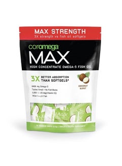 Buy Max Super High Omega-3 Fish Oil Squeeze Packets, DHA and EPA, Coconut Bliss, 60-Count in UAE