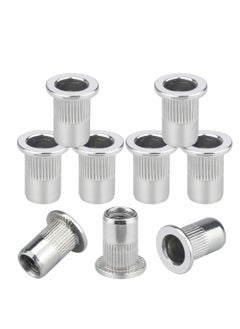 اشتري M6 Nut, 50 Pcs M6 Stainless Steel Rivet Nut, Flat Head Threaded Insert Nutsert Rivnuts, Fastener Rivet Nut Assortment Kit with Internal Threads (Sliver) في السعودية