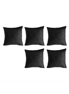 Buy Set of 5 pieces Square Soft Velvet Decorative Cushion with Solid Design and Attractive Colors 45x45 cm - Black in Saudi Arabia