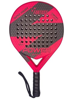 اشتري مضرب تنس FORTUSS Padel - ألياف كربونية كاملة - سطح سداسي ثلاثي الأبعاد مع قلب إسفنجي مرن خفيف الوزن من مادة EVA - مضرب Padel - مضرب مجداف دائري الشكل مع حقيبة متضمنة (وردي) في الامارات