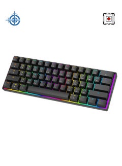 اشتري 62 Keys Mechanical Gaming Keyboard Anti-Ghosting 60% Mech Keeb with RGB Backlight - Black Red Switch في الامارات