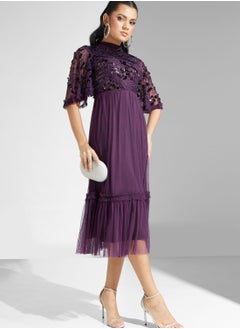 Buy Embellished Ruffle Hem Dress in Saudi Arabia