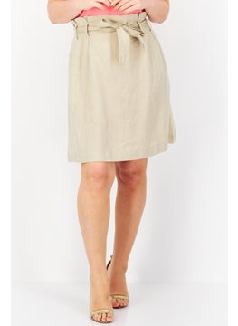 Buy Women Textured Mini Skirt, Beige in UAE