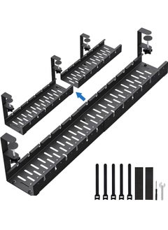 Buy Under Desk Cable Management Tray, 55CM Retractable Cable Organizer with Clamp Mount System,No Drill Sturdy Metal Cable Tray Basket for Home Office Kitchens in Saudi Arabia