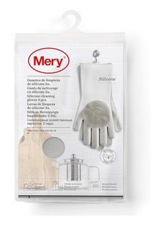 Buy silicone cleaning gloves 2 pack, light grey, size: 34.5 x 15.5 x 2.5 cm - one size in Egypt