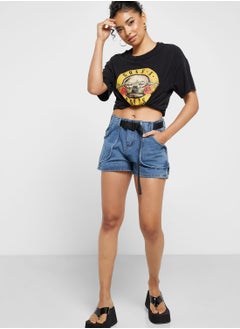 Buy Belted Denim Shorts in UAE