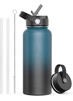 اشتري 40 oz Vacuum Insulated Stainless Steel Metal Water Bottles with Straw Lid and Flex Cap 1200ml في السعودية