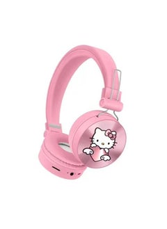 اشتري Pink Hello Kitty motif Bluetooth wireless earphones for kids, foldable earphones for kids with noise-cancelling, stereo earphones for kids with TF cards, mobile phones and tablets في السعودية