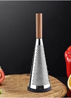 اشتري Cheese Vegetable Grater Wooden Handle Grater, Multi-Function Stainless Steel Grater, Plastic Free Kitchen Grater, Cheeseburger Vegetable Grater Carrot and Potato في مصر