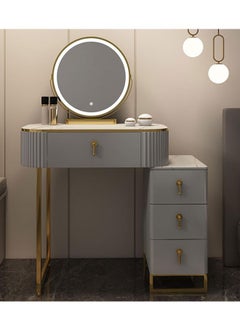 Buy Makeup Vanity Table Dressing Table Flip Mirror With Drawers And Chair 70 CM in UAE