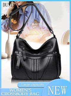 Buy Crossbody Bag For Women Waterproof Wear Resistant Shoulder Bag Large Capacity Softable Faux Leather Cross-body Bag With Adjustable Strap For Ladies in UAE