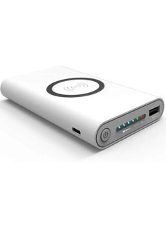 اشتري Universal External Battery Including 10000mAH QI Wireless Charging Power Bank with USB  WHITE في الامارات