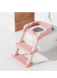 اشتري Toddlers Toilet Seat Toilet Potty Training Seat with Step Stool Ladder  Foldable Kids Potty Training Toilet Seat with Handle & Soft Cushion for Children  (Pink) في السعودية